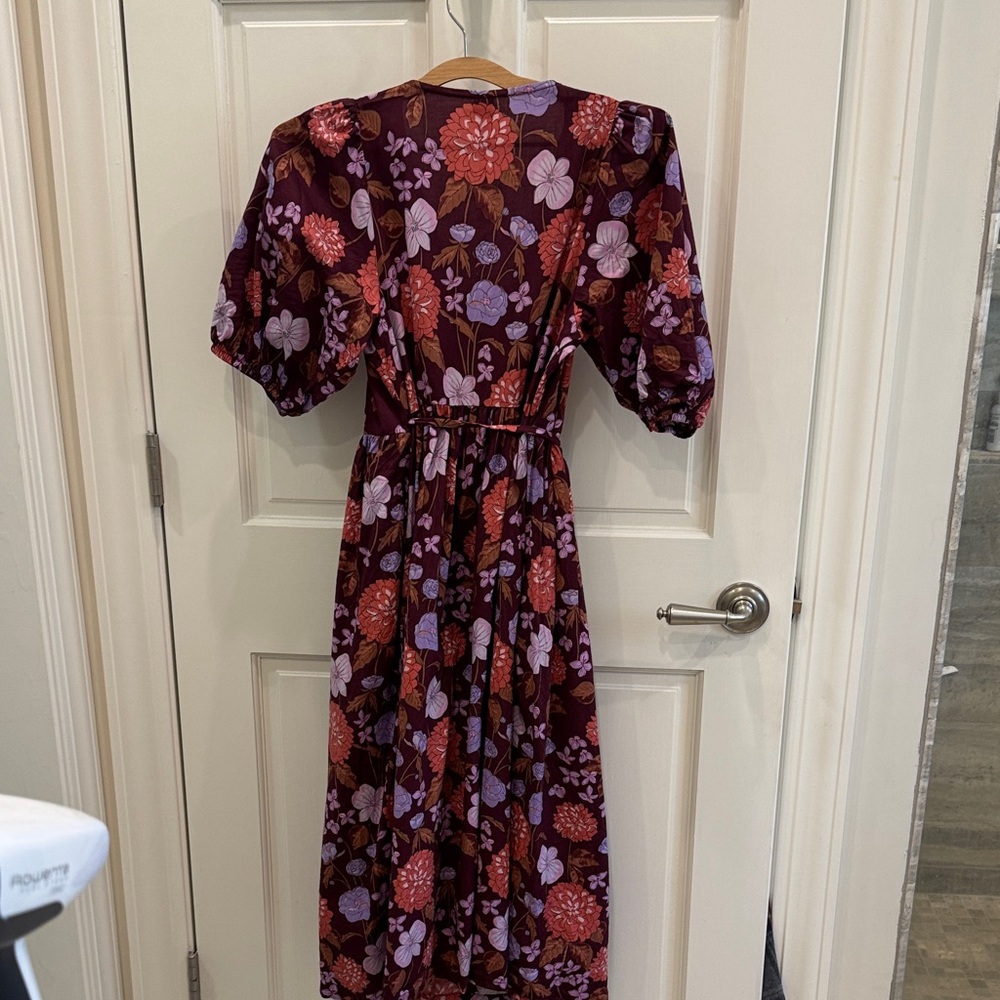 Tea Collection Purple and Red Floral Midi Dress - Picture 6 of 6